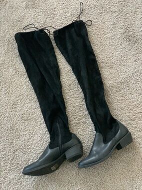Black Over-the-Knee Women's Boots - Classic Sleek Style